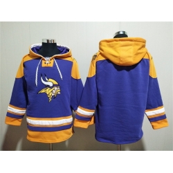 Men Minnesota Vikings Blank Purple Yellow Ageless Must Have Lace Up Pullover Hoodie