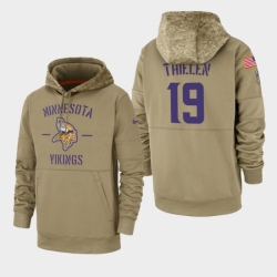 Mens Minnesota Vikings 19 Adam Thielen 2019 Salute to Service Sideline Therma Pullover Hoodie Tan