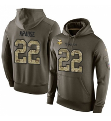 NFL Nike Minnesota Vikings 22 Paul Krause Green Salute To Service Mens Pullover Hoodie