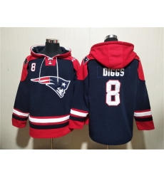 Men New England Patriots 8 Stefon Diggs Navy Ageless Must Have Lace Up Pullover Hoodie