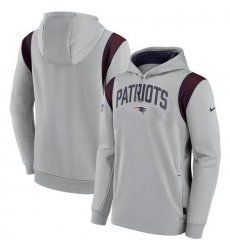 Men New England Patriots Grey Sideline Stack Performance Pullover Hoodie 001