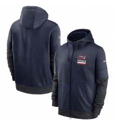 Men New England Patriots Nike Sideline Impact Lockup Performance Full Zip Hoodie Navy