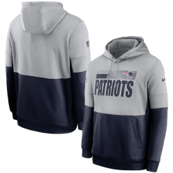 Men New England Patriots Nike Sideline Impact Lockup Performance Pullover Hoodie Gray Navy