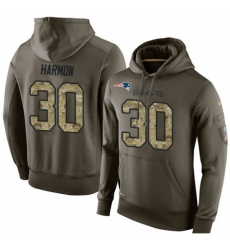 NFL Nike New England Patriots 30 Duron Harmon Green Salute To Service Mens Pullover Hoodie