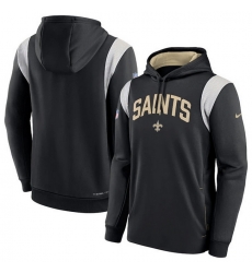 Men New Orleans Saints Black Sideline Stack Performance Pullover Hoodie 001