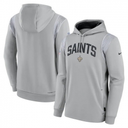 Men New Orleans Saints Grey Sideline Stack Performance Pullover Hoodie 001