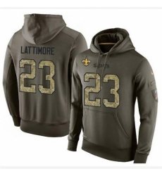 NFL Nike New Orleans Saints 23 Marshon Lattimore Green Salute To Service Mens Pullover Hoodie