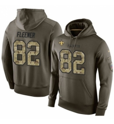 NFL Nike New Orleans Saints 82 Coby Fleener Green Salute To Service Mens Pullover Hoodie