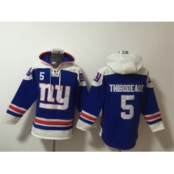 Men New York Giants 5 Kayvon Thibodeaux Blue Ageless Must Have Lace Up Pullover Hoodie