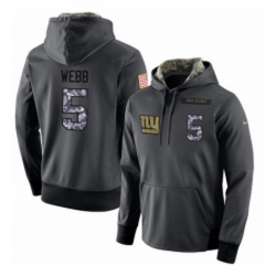 NFL Mens Nike New York Giants 5 Davis Webb Stitched Black Anthracite Salute to Service Player Performance Hoodie