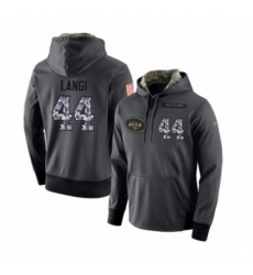 Football Mens New York Jets 44 Harvey Langi Stitched Black Anthracite Salute to Service Player Performance Hoodie