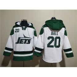 Men New York Jets 20 Breece Hall White Ageless Must Have Lace Up Pullover Hoodie