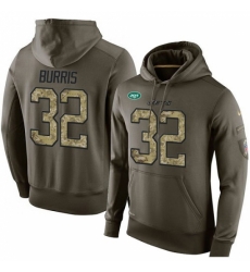 NFL Nike New York Jets 32 Juston Burris Green Salute To Service Mens Pullover Hoodie