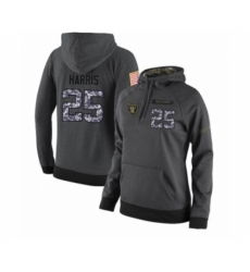 Football Womens Oakland Raiders 25 Erik Harris Stitched Black Anthracite Salute to Service Player Performance Hoodie