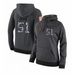 NFL Womens Nike Oakland Raiders 51 Bruce Irvin Stitched Black Anthracite Salute to Service Player Performance Hoodie