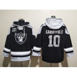 Men Las Vegas Raiders 10 Jimmy Garoppolo Black Ageless Must Have Lace Up Pullover Hoodie