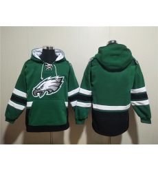 Men Philadelphia Eagles Blank Green Lace Up Pullover Hoodie