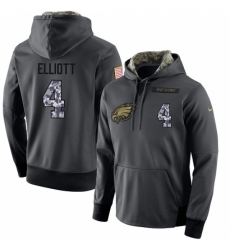 NFL Mens Nike Philadelphia Eagles 4 Jake Elliott Stitched Black Anthracite Salute to Service Player Performance Hoodie