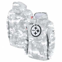 Men Pittsburgh Steelers 2024 Arctic Camo Salute To Service Club Fleece Pullover Stitched Hoodie