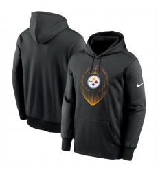 Men Pittsburgh Steelers Black Icon Performance Pullover Hoodie