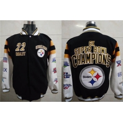 Men Pittsburgh Steelers Stevan Ridley 22 Six Times Super Bowl Champion Black Stitched Hoodie