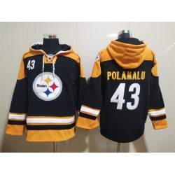 NFL Men Pittsburgh Steelers 43 Troy Polamalu Stitched Hoodie