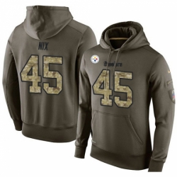 NFL Nike Pittsburgh Steelers 45 Roosevelt Nix Green Salute To Service Mens Pullover Hoodie