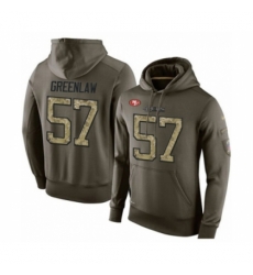 Football Mens San Francisco 49ers 57 Dre Greenlaw Green Salute To Service Pullover Hoodie