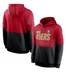 Men San Francisco 49ers Nike Sideline Impact Lockup Performance Pullover Hoodie Scarlet Black