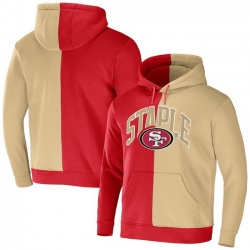 Men San Francisco 49ers Red Gold Split Logo Pullover Hoodie