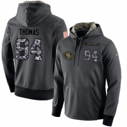 NFL Mens Nike San Francisco 49ers 94 Solomon Thomas Stitched Black Anthracite Salute to Service Player Performance Hoodie