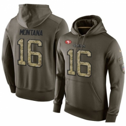 NFL Nike San Francisco 49ers 16 Joe Montana Green Salute To Service Mens Pullover Hoodie