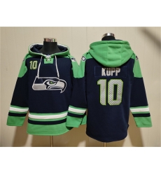 Men Seattle Seahawks 10 Cooper Kupp Navy Green Ageless Must Have Lace Up Pullover Hoodie