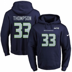 NFL Mens Nike Seattle Seahawks 33 Tedric Thompson Navy Blue Name Number Pullover Hoodie