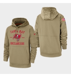 Mens Tampa Bay Buccaneers Tan 2019 Salute to Service Sideline Therma Pullover Hoodie