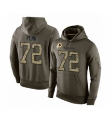 Football Mens Washington Redskins 72 Donald Penn Green Salute To Service Pullover Hoodie