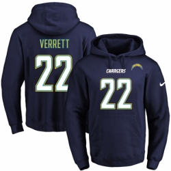 NFL Mens Nike Los Angeles Chargers 22 Jason Verrett Navy Blue Name Number Pullover Hoodie