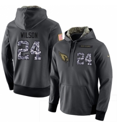 NFL Men Nike Arizona Cardinals 24 Adrian Wilson Stitched Black Anthracite Salute to Service Player Performance Hoodie