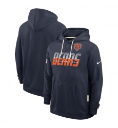 Men Chicago Bears Navy Sideline Standard Issue Top Prospect Dri FIT Hoodie Men Chicago Bears Navy Sideline Standard Issue Top Prospect Dri FIT Hoodie
