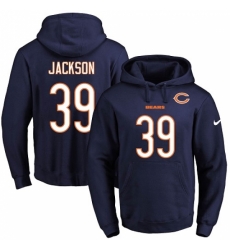 NFL Mens Nike Chicago Bears 39 Eddie Jackson Navy Blue Name Number Pullover Hoodie