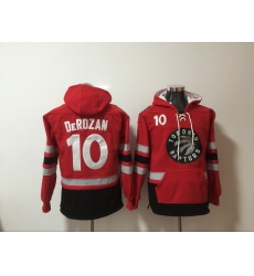 Men's Toronto Raptors #10 DeMar DeRozan Red Lace-Up Pullover Hoodie