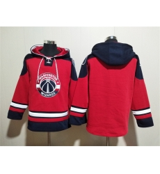 Men Washington Wizards Blank Red Navy Lace Up Pullover Hoodie Men Washington Wizards Blank Red Navy Lace Up Pullover Hoodie