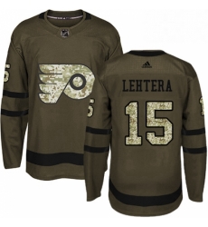 Mens Adidas Philadelphia Flyers 15 Jori Lehtera Premier Green Salute to Service NHL Jersey 