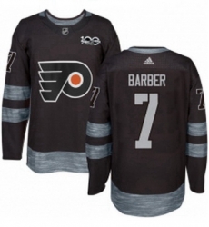 Mens Adidas Philadelphia Flyers 7 Bill Barber Authentic Black 1917 2017 100th Anniversary NHL Jersey 