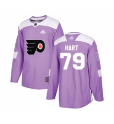 Men's Philadelphia Flyers #79 Carter Hart Authentic Purple Fights Cancer Practice Hockey Jersey