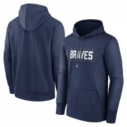 Men Atlanta Braves Navy Pregame Performance Pullover Hoodie