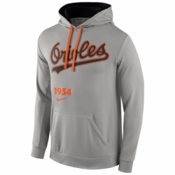 Men MLB Baltimore Orioles Nike Cooperstown Performance Pullover Hoodie Gray