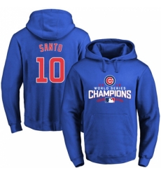 MLB Men Chicago Cubs 10 Ron Santo Royal 2016 World Series Champions Walk Pullover Hoodie