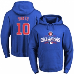 MLB Men Chicago Cubs 10 Ron Santo Royal 2016 World Series Champions Walk Pullover Hoodie