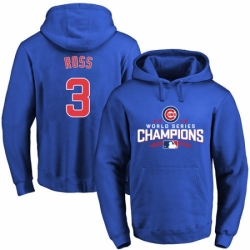 MLB Men Chicago Cubs 3 David Ross Royal 2016 World Series Champions Walk Pullover Hoodie